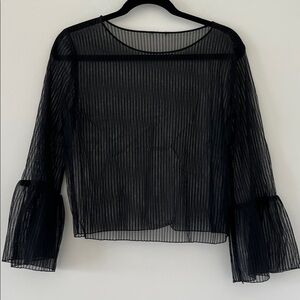Aritzia Wilfred Black Sheer Long Sleeve Top Size Small